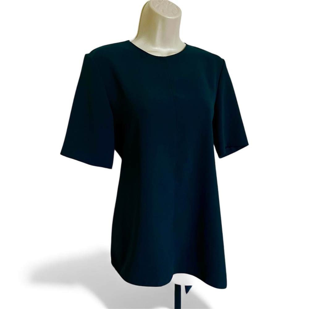 Zara Forest Green Asymmetrical Short Sleeve Blouse Size Medium